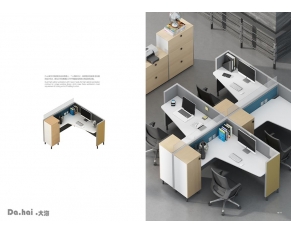 办公桌卡座 屏风带柜