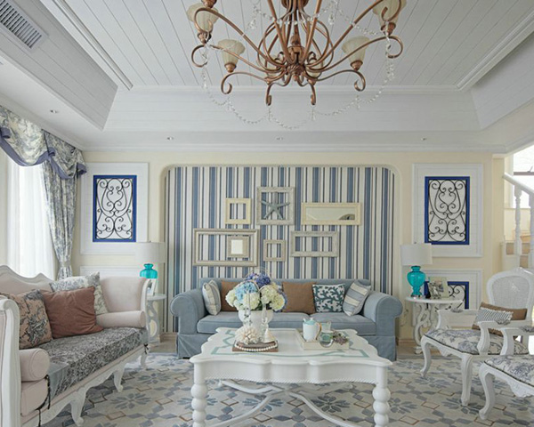 地中海风格华美纯白客厅装修效果图