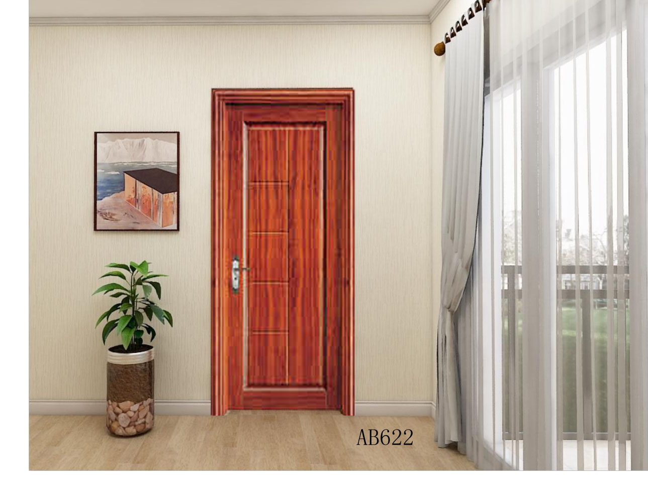 高级白橡实木门房间门实心板门中雕门